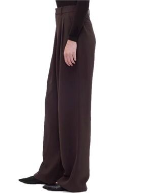 GAP 365 Petite Wide Leg Trousers 12P Brown High Rise Pleated Workwear NWT